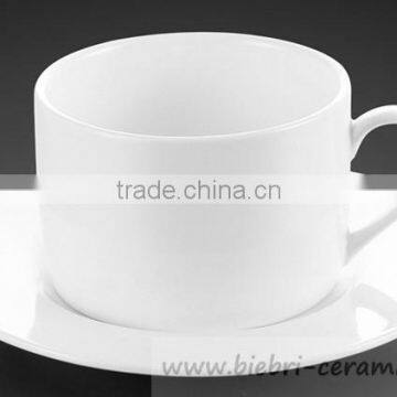 280cc Plain White Porcelain Tea Cup And Saucer Wholesale For Hotel And Restaurant