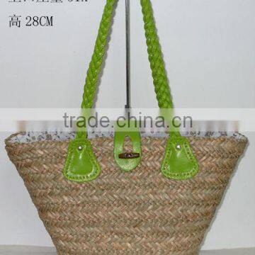 Natural color water grass straw hand bag