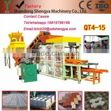 Shengya germany technology QT4-15 automatically concrete fly clay hollow block machines,paver machines,curb making machines