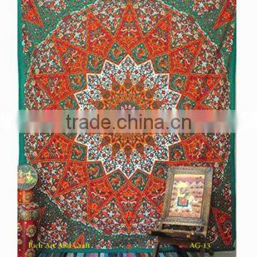 Tapestry Twin Bedspread Cotton Printed Single Dorm Bed Cover Manufacturing Tapestries India Exporter Wall Decor