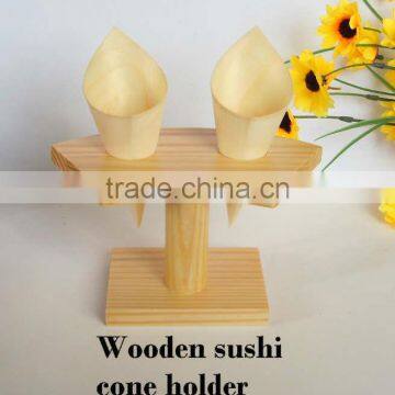 2 holes natual bamboo sushi cone holder/shelf