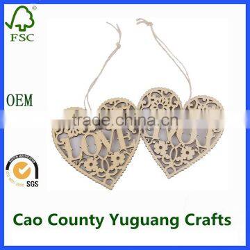 Love Heart Wooden Embellishments Wood Crafts Hanging Ornaments photo-5