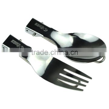 Hot Sale High Quality Stainless Steel Foldable Spoon Fork Set for Outdoor Camping Hiking Picnic