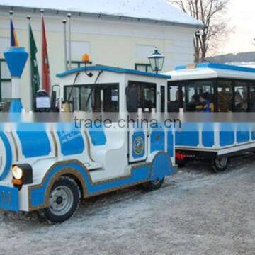 Diesel road train, Trackless train for kids, amusement park equipment, cartoon train for children