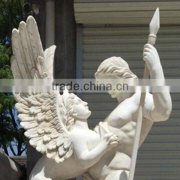 Hand Carved White Marble Man and Woman Statue photo-2