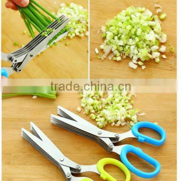 CY145 Herb Scissors Stainless Steel,Multipurpose Kitchen Shear with 5 Blades with Cleaning Brush