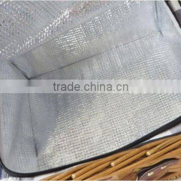 China Customized Cheap 2 Person Type Insulation Wicker Willow Picnic Basket With Cheeseboard Cooler Bag photo-5