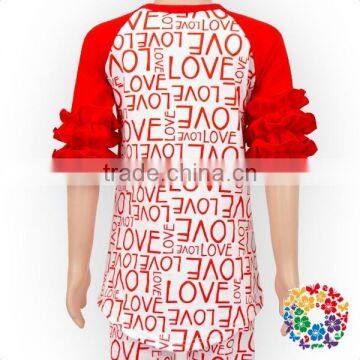 2017 Boutique Valentine Red LOVE Baby Girl Raglan Ruffle T Shirt photo-2