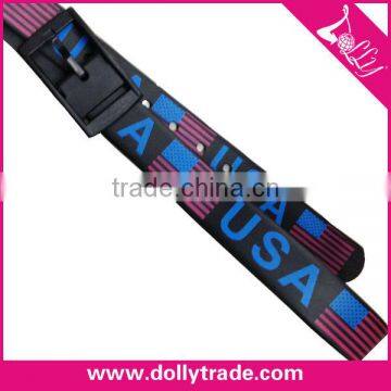 2015 Custom USA Flag Cheap Men and Women Printing PU Belts