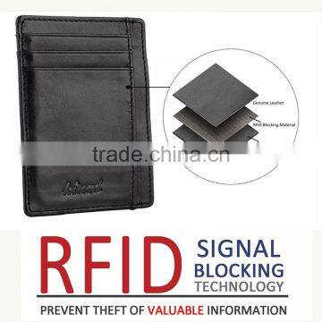 TIANHOOO Black 100% Soft Sheepskin Genuine Leather Credit Card Holder photo-3