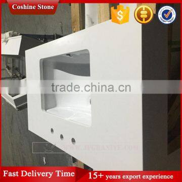 Prefabricate White Quartz Stone Vanity Top photo-4