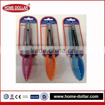 17CM S/STEEL TONGS COLORED WITH NYLON HEADS FOOD CLAMP