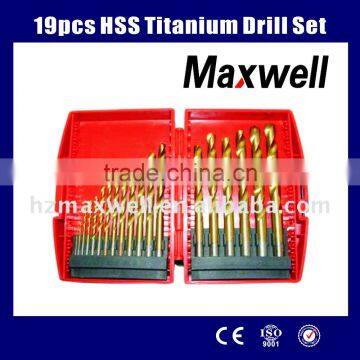 19pcs HSS Titanium Drill Set