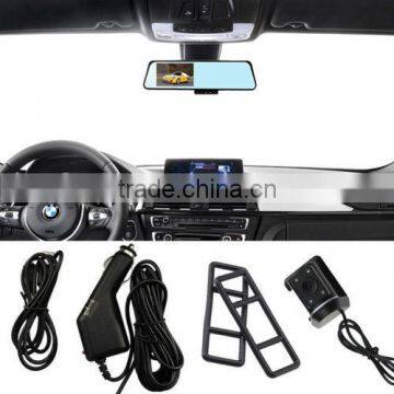 2016 new HD 4.3" Dual Lens Video Recorder Dash Cam Rearview Mirror Car Camera DVR CEG85