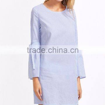 New Arrival 2017 Fashion Striped Long Sleeve Comfortable Cotton Fitted Casual Shirt Dress photo-4