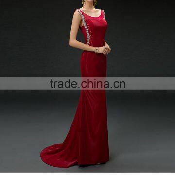 Women Elegant Sleeveless Beaded Floor-length Maxi Evening Party Dress photo-3