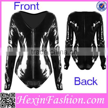 Wholesale Newest Shiny Sexy Dress Club Wears Sexy Leather Babydoll Dress