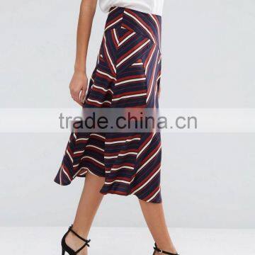 High Waisted Strip Long Skirt Latest Model Full Skirts for Women Summer Casual Wear photo-3