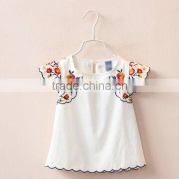 T shirts baby with embroidery sleeve and blue colour wave lacework