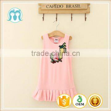 rose flower fancy dress sleeceless embroidery flower casual dress