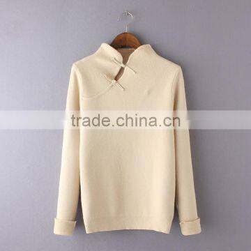 Knit pure woolen qulity warm ladies sweater woolen sweater designs for ladies