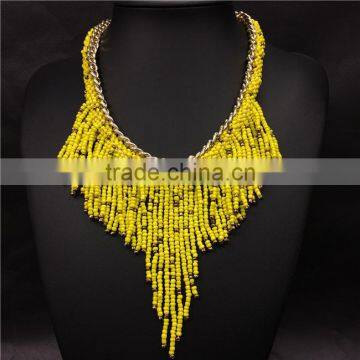 Express Tassel Resin Plastic Beads Multicolor Statement Necklace Jewelry photo-5