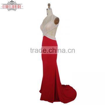 Red Halter Beading Formal Evening Dress photo-2