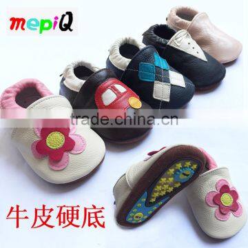 2016 genuine leather baby shoes rubber sole kids shoes for boys and girrls