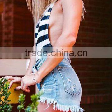 Runwaylover 150 Europe Style 2017 Women Sexy High Waist Hole Denim Shorts photo-3