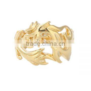 Titanium Steel Unadjustable Rings Gold Plated Dragon