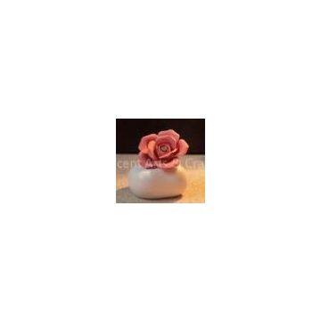 Handmade Essential Oils Diffuser with Ceramic Flower, Glossy Vase TS-CF001
