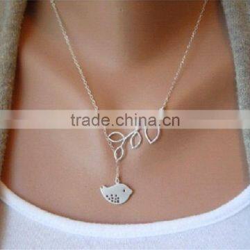 Gold Silver Bird Leaf Pendant Adjustable Metal Necklace Women Girl Necklace Friend Gift