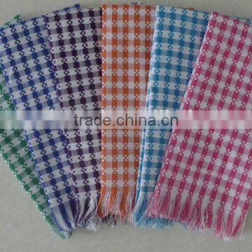 gaoyang resonable price check pattern with fringe yarn dyed 100% cotton kitchen towel 42*64cm