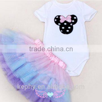 2015 cheap boutique 100% Cotton Baby Clothes Plain Baby Romper Set with tutu skirts