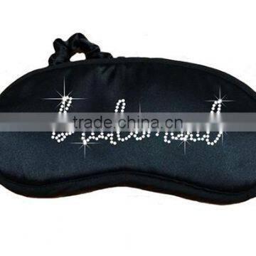 Personalized satin disposable sleep eye mask with logo rhinestone