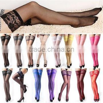 Womens Lace Top Thigh High Stockings