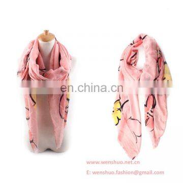 Noble Beautiful Big Flower Printed Lady Viscose Scarf Wholesale