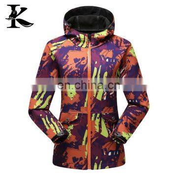 Womens fashion outdoor Camo jacket waterproof winter softshell jacket