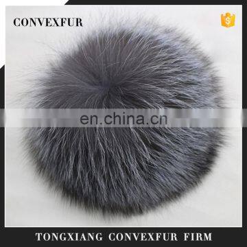 Large silver fox fur pom pom wholesale