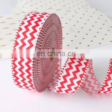 Cloth Red and White Crinkle Printed Grosgrain and Satin Ribbon Christmas Decoration DIY Handmade Materials