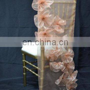 Newest Design Fancy Shiny Purple Wedding Tiffany Ruffle Chair Sash photo-5