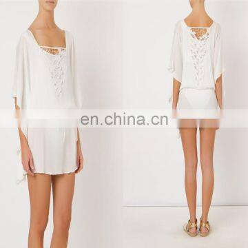 High quality popular kaftan white crochet bikini lace cover up beachwear dress