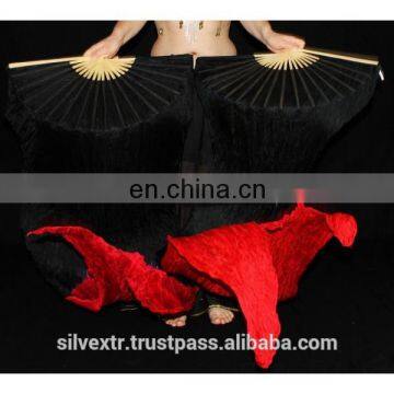 BELLYDANCE SILK DANCE FANS WITH 1,5 METER LONG SILK FABRIC