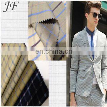 Wholesale TR Polyester Rayon Spandex Check Fabric for Men Suiting