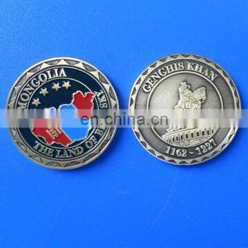 Debossed Mongolia map challenge coin