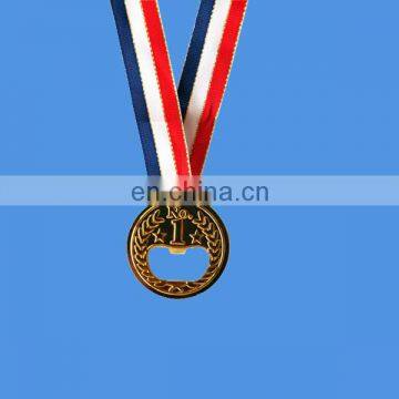 custom metal bottle opener medal with ribbon lanyard