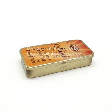 Wholesale rectangular tobacco tin box with hinged lid