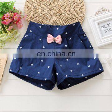 Beautiful Children Girl Pants Bowknot Style Summer Linen Polk Dot Kids Girls Shorts