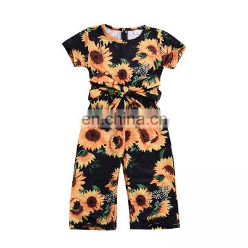 Baby clothing girl toddler jumpsuit floral princess romper playsuit short sleeve sunflower kids jumpsuits