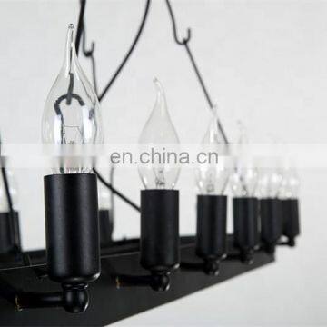 Декоративный большой промышленный подвесной потолочный люстра из черного кованого железа с LED лампами photo-2